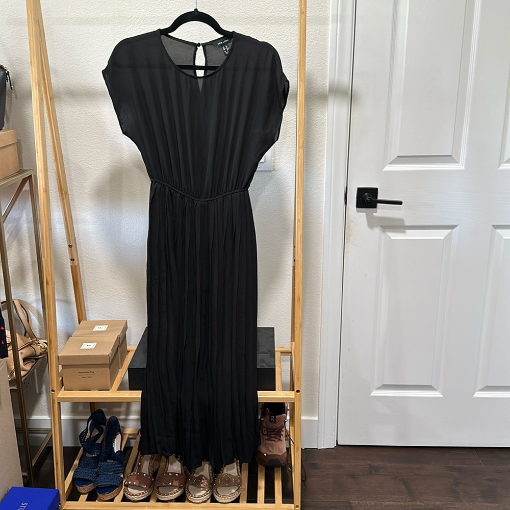 New Look ASOS black chiffon LBD midi dress